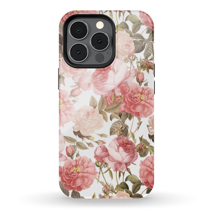iPhone 13 pro StrongFit Peach Victorian Roses by  Utart
