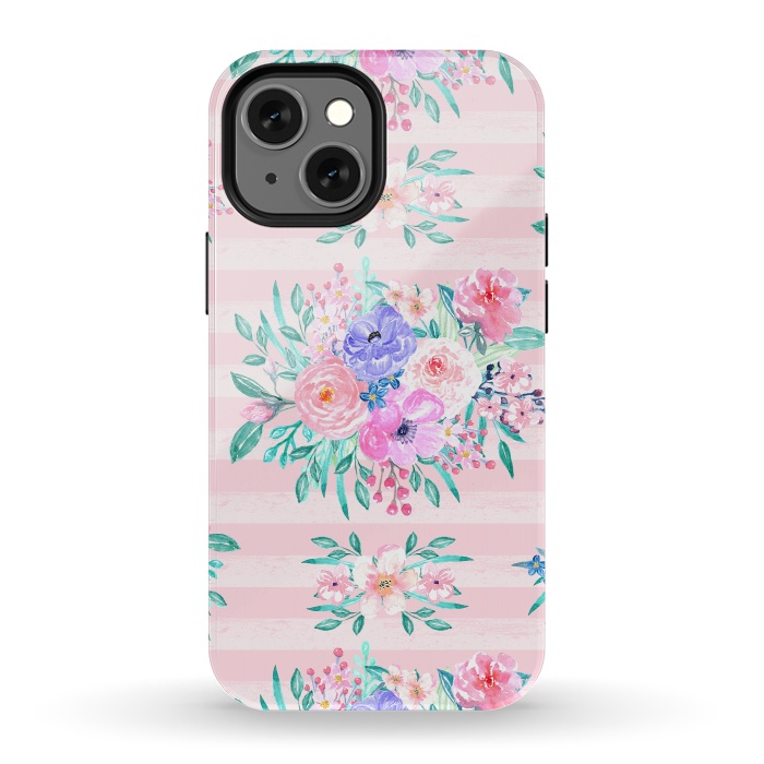 iPhone 13 mini StrongFit Beautiful watercolor garden floral paint by InovArts