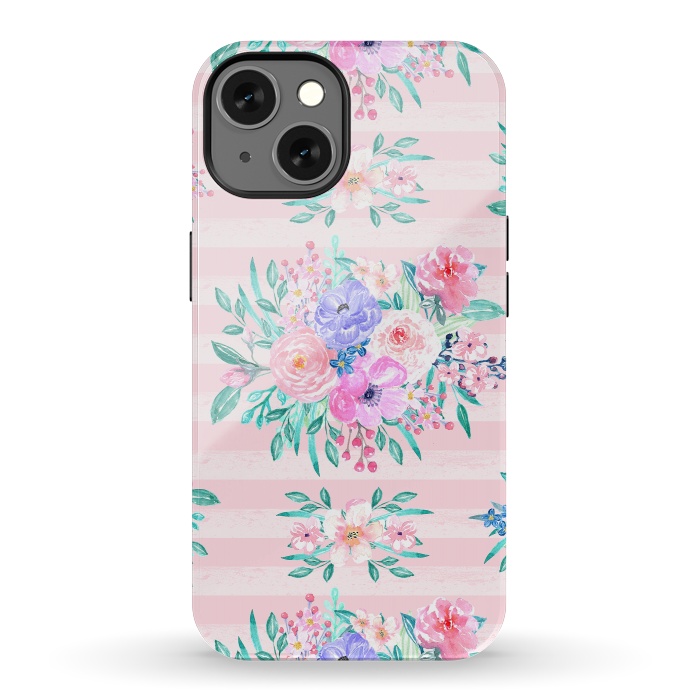 iPhone 13 StrongFit Beautiful watercolor garden floral paint by InovArts