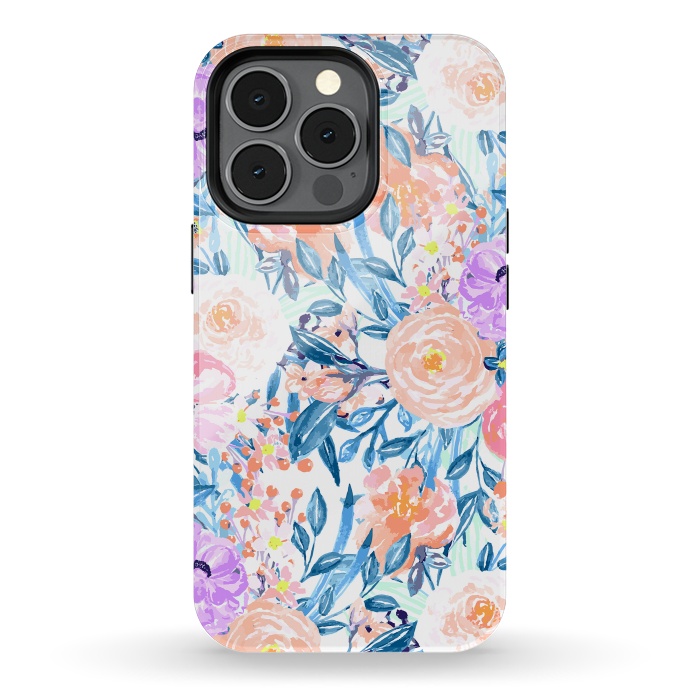 iPhone 13 pro StrongFit Modern watercolor garden floral paint by InovArts