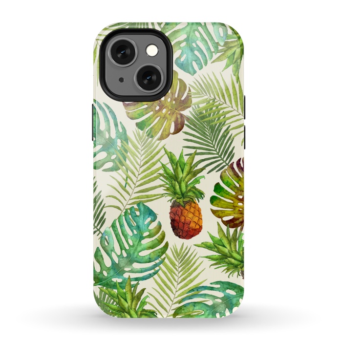 iPhone 13 mini StrongFit Pineapple and Monstera by Creativeaxle