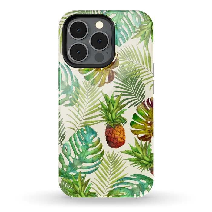 iPhone 13 pro StrongFit Pineapple and Monstera by Creativeaxle