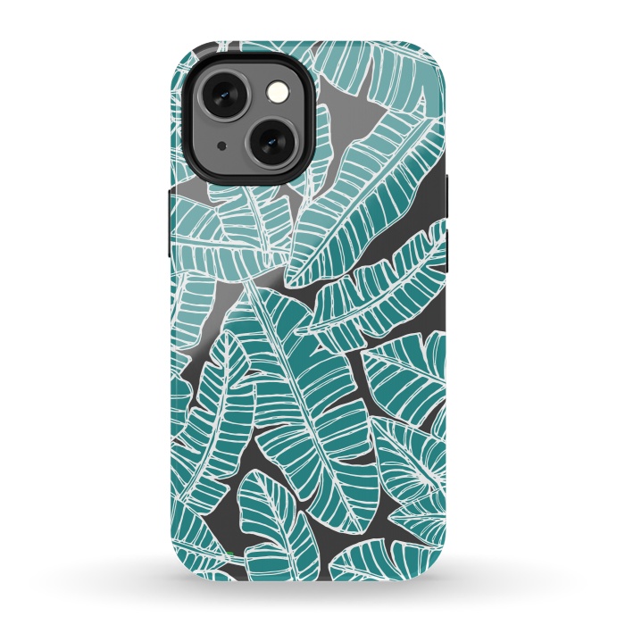 iPhone 13 mini StrongFit Tropical Fronds by Pom Graphic Design
