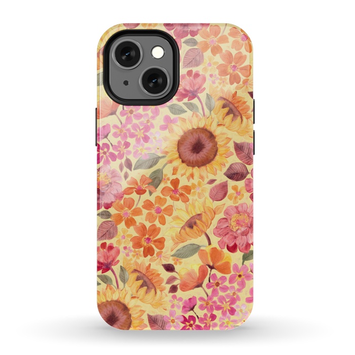 iPhone 13 mini StrongFit Happy Boho Autumn Floral  by Micklyn Le Feuvre