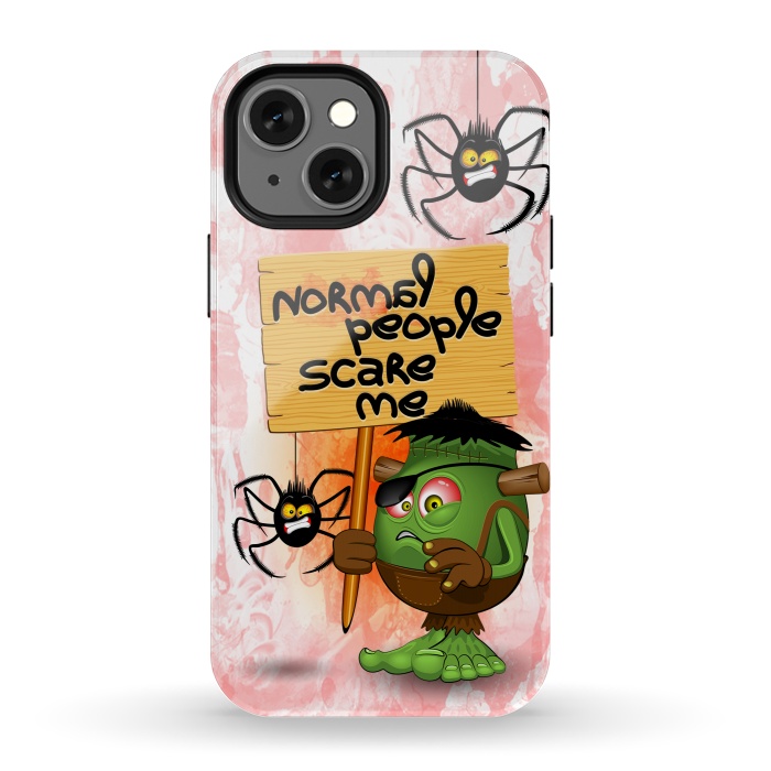 iPhone 13 mini StrongFit 'Normal People Scare Me' Humorous Frankenstein Character   by BluedarkArt