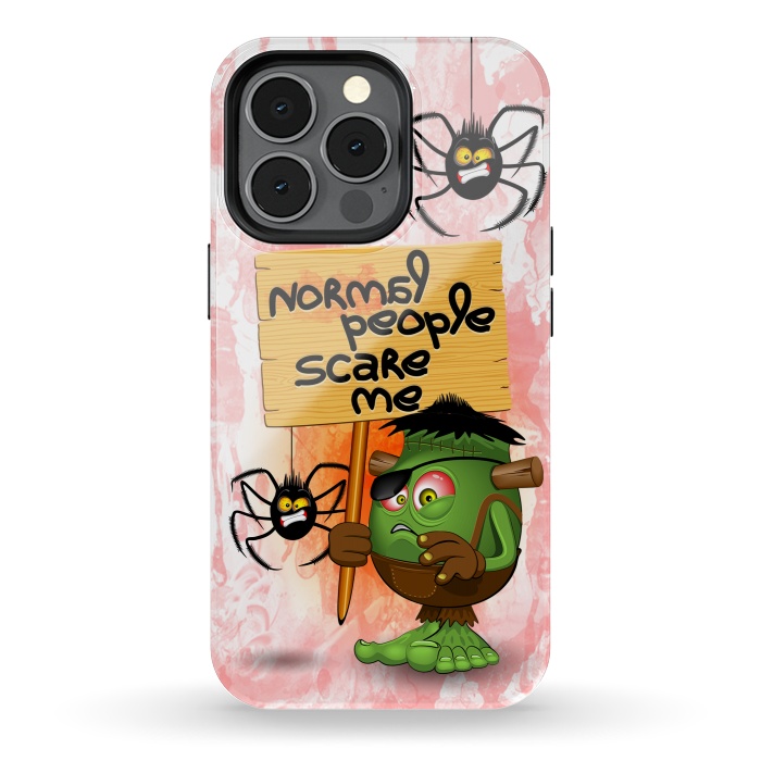 iPhone 13 pro StrongFit 'Normal People Scare Me' Humorous Frankenstein Character   by BluedarkArt