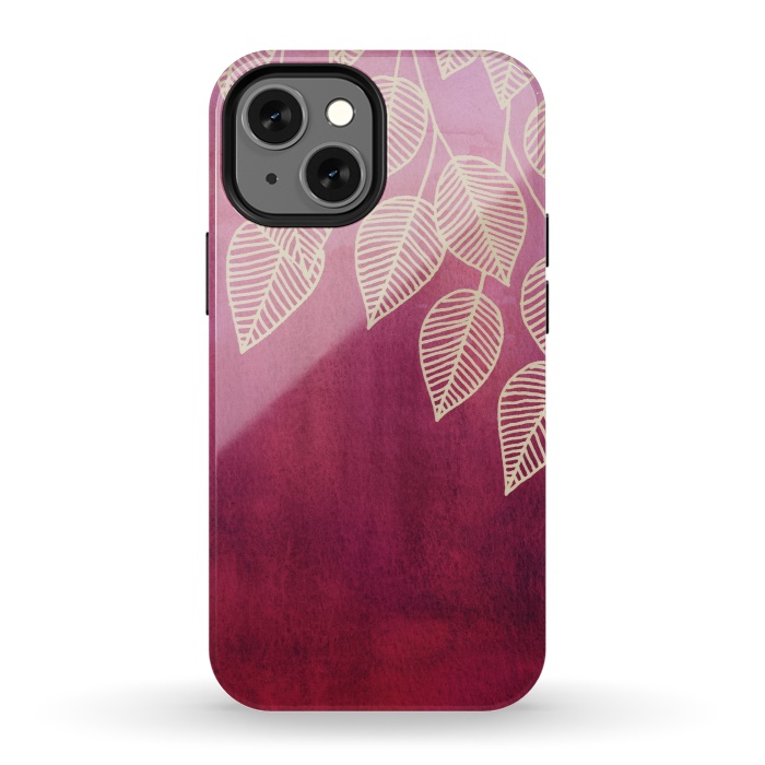iPhone 13 mini StrongFit Magenta Garden in watercolor and ink by Micklyn Le Feuvre