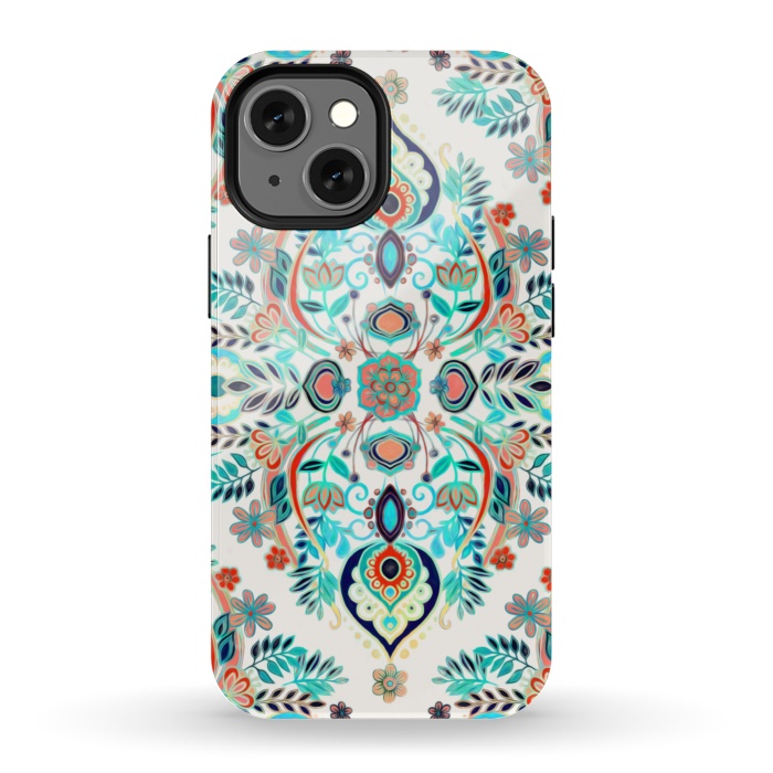iPhone 13 mini StrongFit Modern Folk in Jewel Colors by Micklyn Le Feuvre
