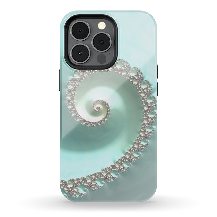 iPhone 13 pro StrongFit Fantastic Turquoise Fractal by Andrea Haase