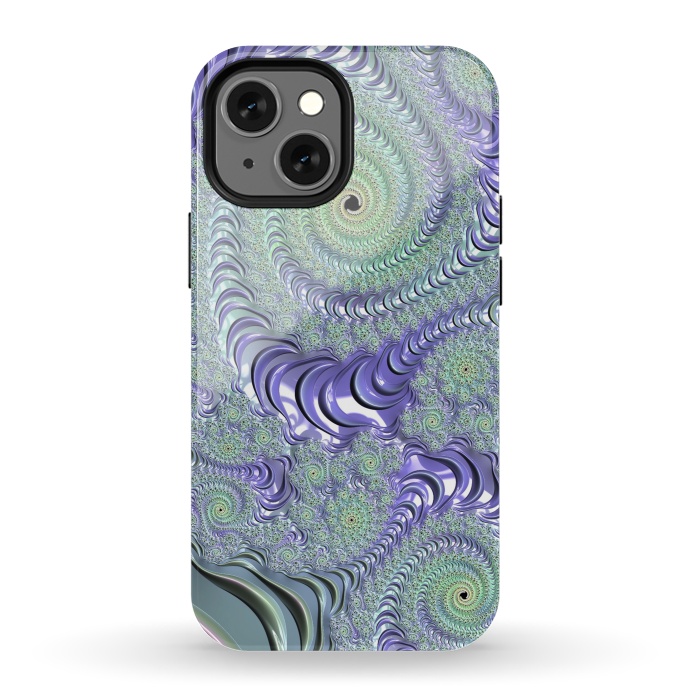 iPhone 13 mini StrongFit Teal And Purple Fractal Design by Andrea Haase