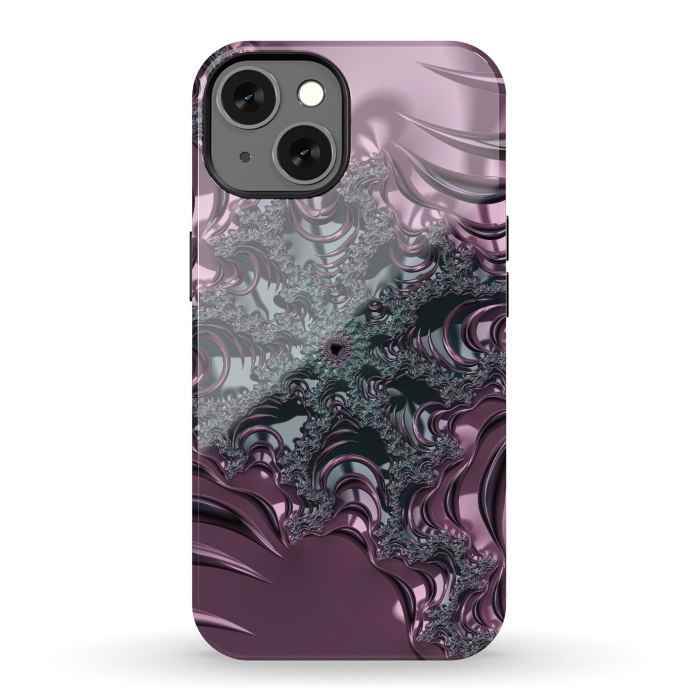 iPhone 13 StrongFit Shiny Pink Green Fractal Design by Andrea Haase