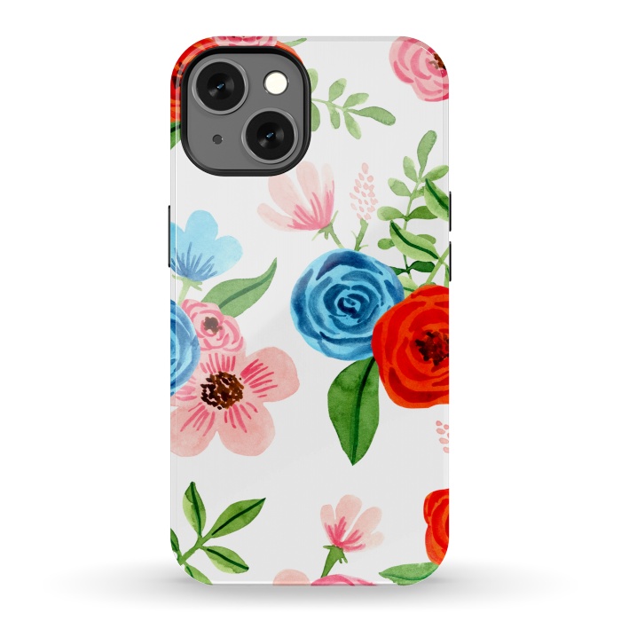 iPhone 13 StrongFit White Ditsy Block Floral Garden Print by Becky Starsmore