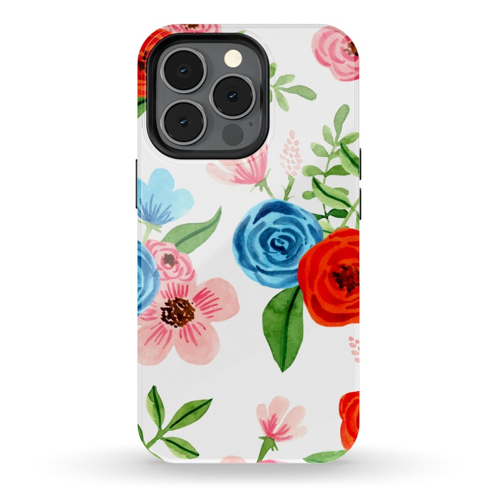iPhone 13 pro StrongFit White Ditsy Block Floral Garden Print by Becky Starsmore