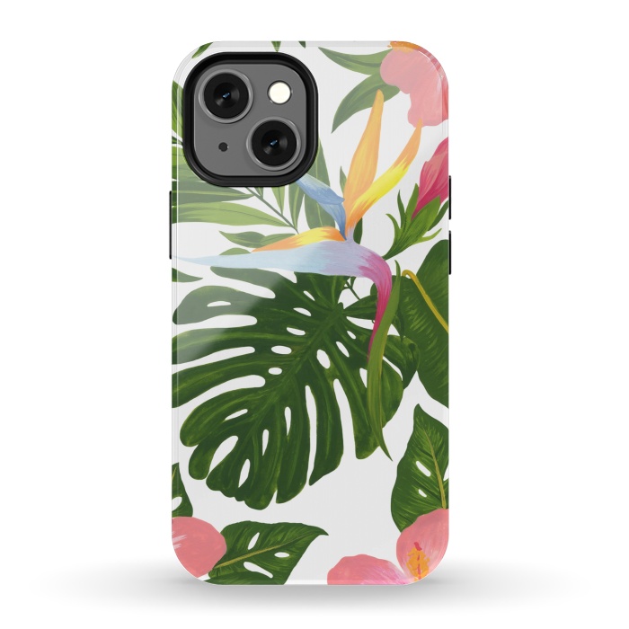 iPhone 13 mini StrongFit Bird Of Paradise Jungle Floral Print by Becky Starsmore