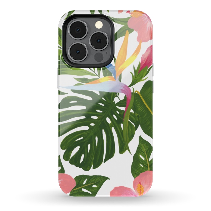 iPhone 13 pro StrongFit Bird Of Paradise Jungle Floral Print by Becky Starsmore