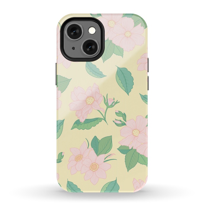 iPhone 13 mini StrongFit Yellow Pastel Floral Print by Becky Starsmore