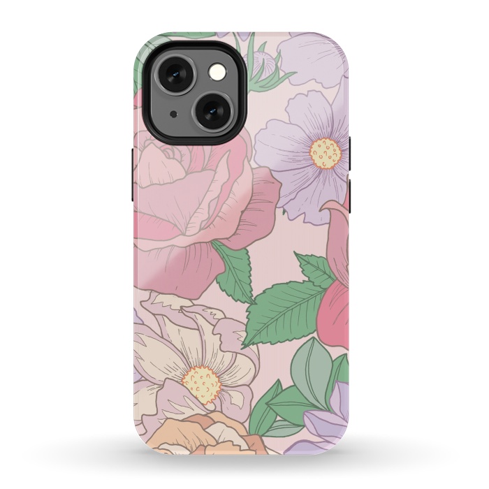 iPhone 13 mini StrongFit Pink Summer Rose Floral Bouquet by Becky Starsmore