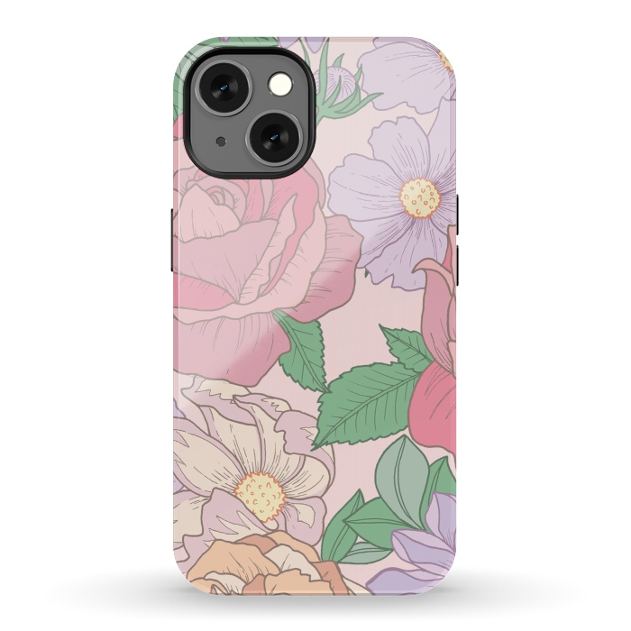 iPhone 13 StrongFit Pink Summer Rose Floral Bouquet by Becky Starsmore