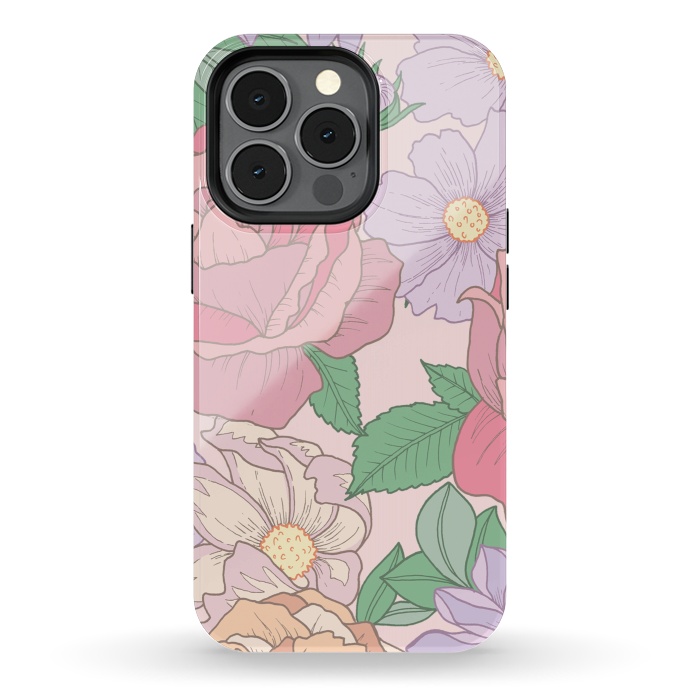 iPhone 13 pro StrongFit Pink Summer Rose Floral Bouquet by Becky Starsmore