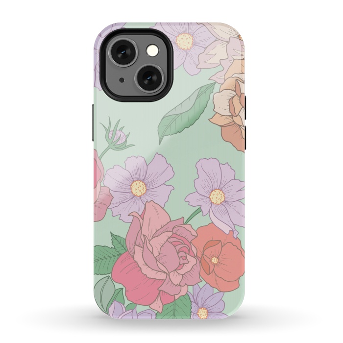iPhone 13 mini StrongFit Green Floral Bouquet Print by Becky Starsmore