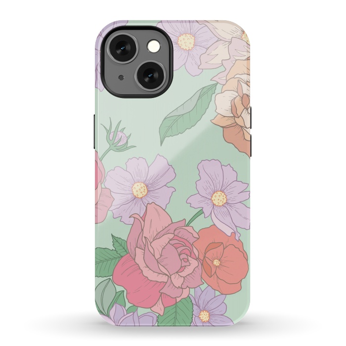 iPhone 13 StrongFit Green Floral Bouquet Print by Becky Starsmore