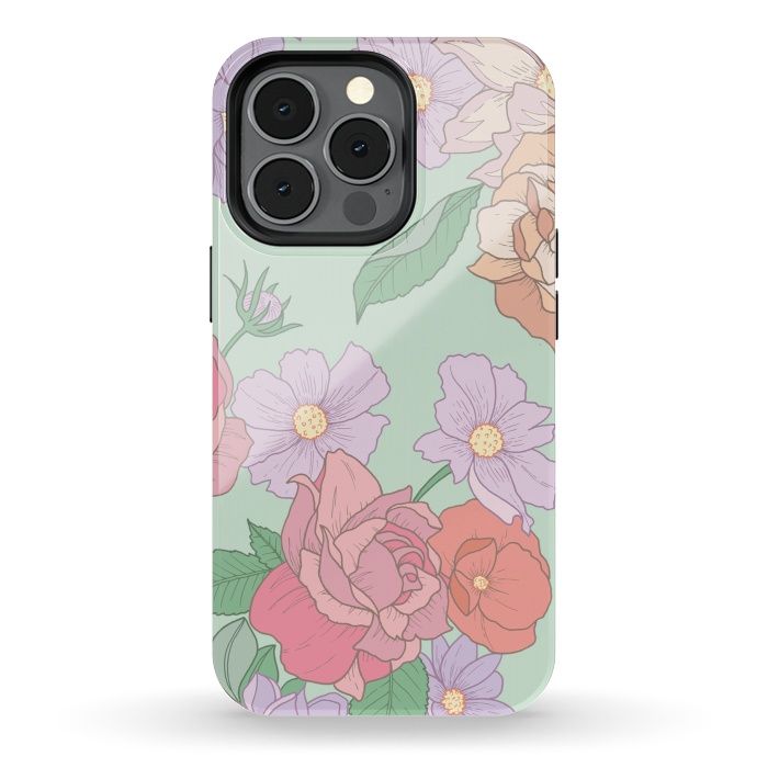 iPhone 13 pro StrongFit Green Floral Bouquet Print by Becky Starsmore