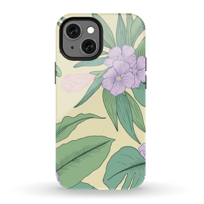 iPhone 13 mini StrongFit Yellow Tropical Floral Print by Becky Starsmore