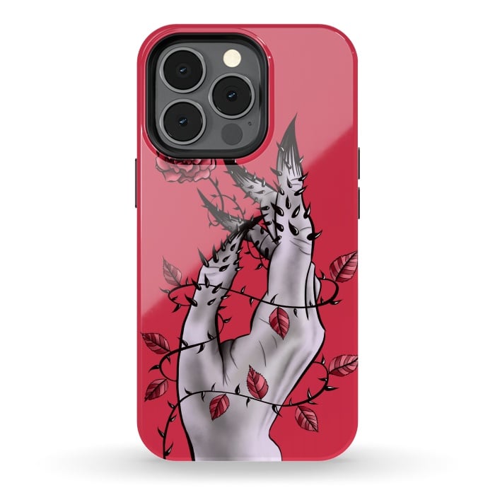 iPhone 13 pro StrongFit Deformed Hand With Thorns And Rose Horror Art by Boriana Giormova