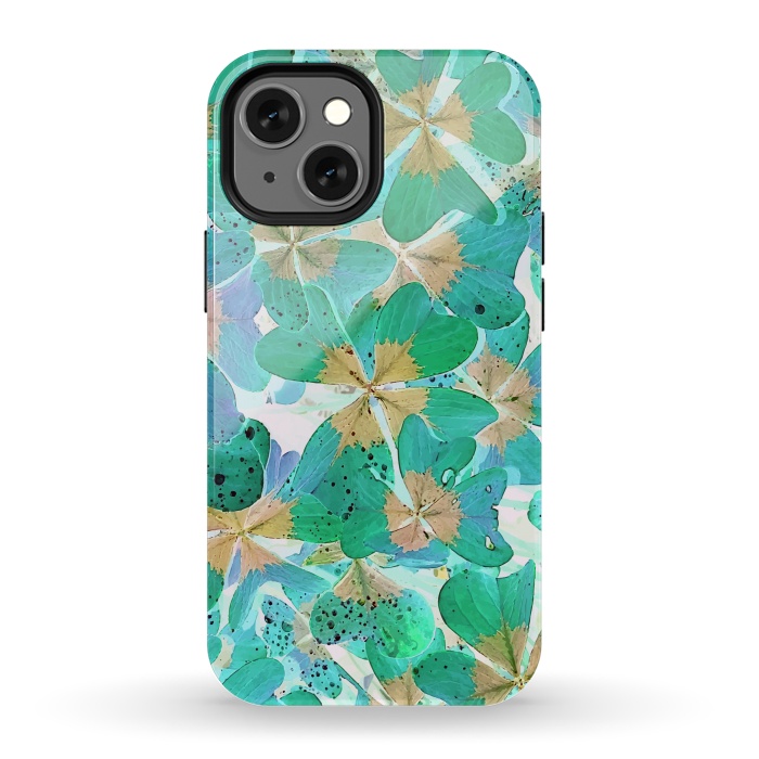 iPhone 13 mini StrongFit Lucky Leaves v2 by Creativeaxle