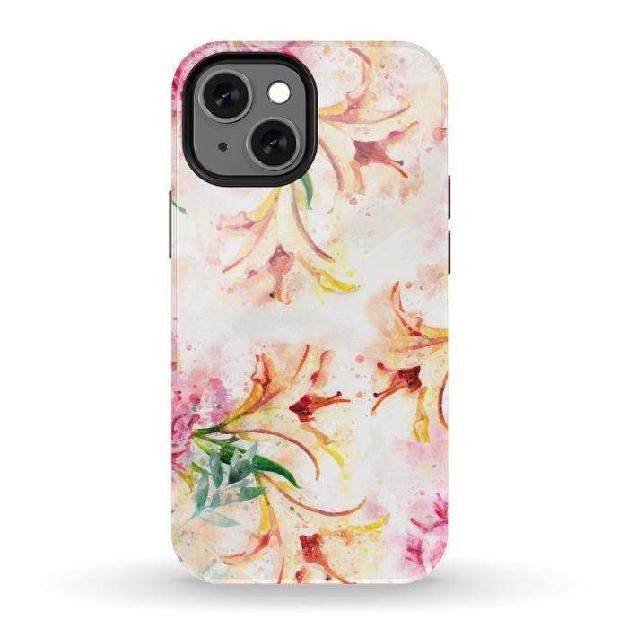 iPhone 13 mini StrongFit Peony Floral by Creativeaxle