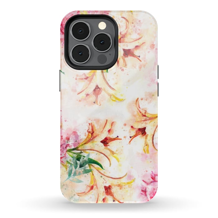 iPhone 13 pro StrongFit Peony Floral by Creativeaxle