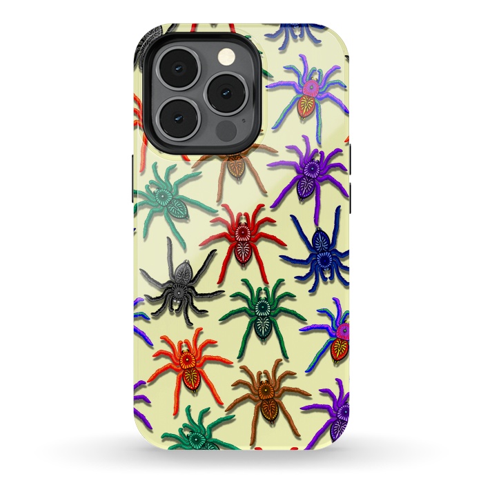 iPhone 13 pro StrongFit Spiders Colorful Halloween Tarantulas Pattern by BluedarkArt