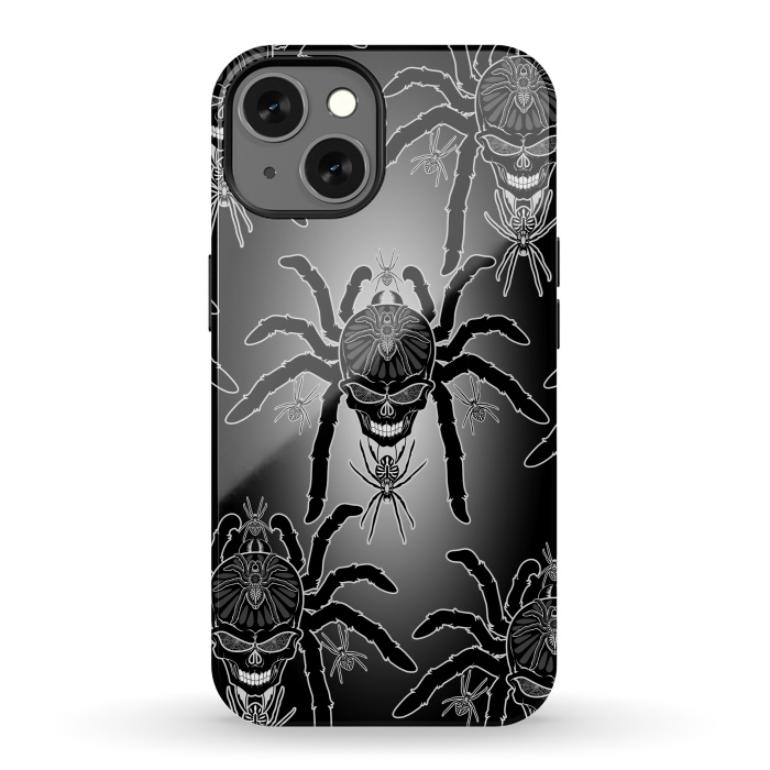 iPhone 13 StrongFit Spider Skull Tattoo Black and Whi by BluedarkArt