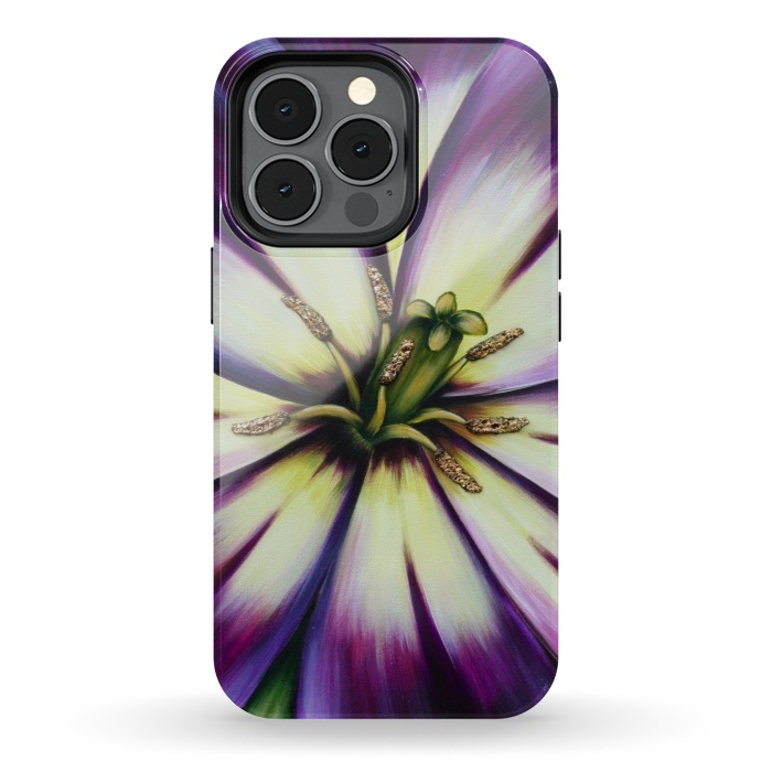 iPhone 13 pro StrongFit Plum Tulip by Denise Cassidy Wood