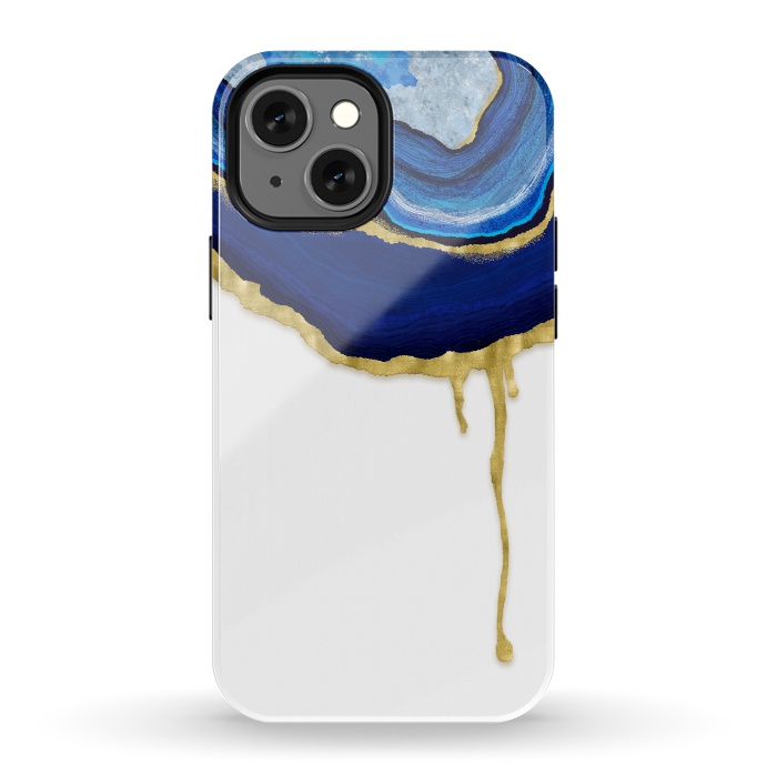 iPhone 13 mini StrongFit Sapphire Dripping Agate by Noonday Design