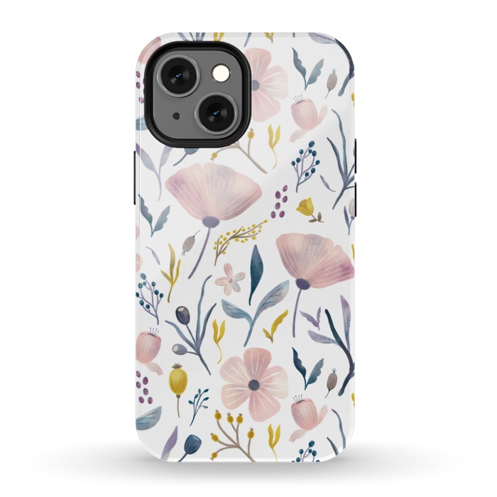iPhone 13 mini StrongFit Delicate Pastel Floral by Noonday Design