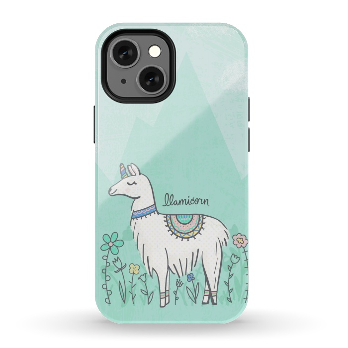 iPhone 13 mini StrongFit Llovely Llamicorn by Noonday Design