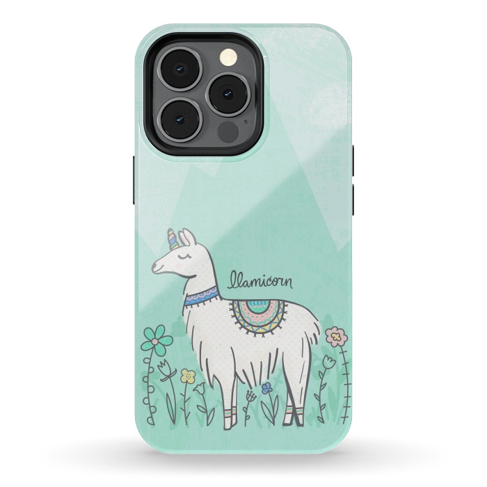 iPhone 13 pro StrongFit Llovely Llamicorn by Noonday Design