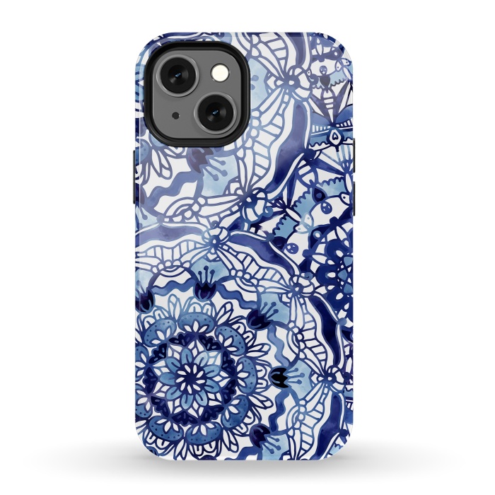iPhone 13 mini StrongFit Delft Blue Mandalas by Noonday Design