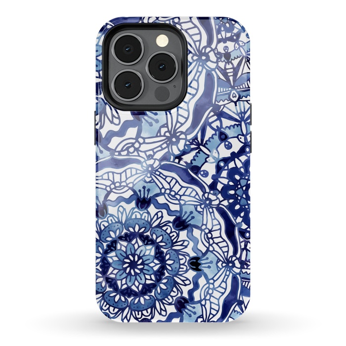 iPhone 13 pro StrongFit Delft Blue Mandalas by Noonday Design