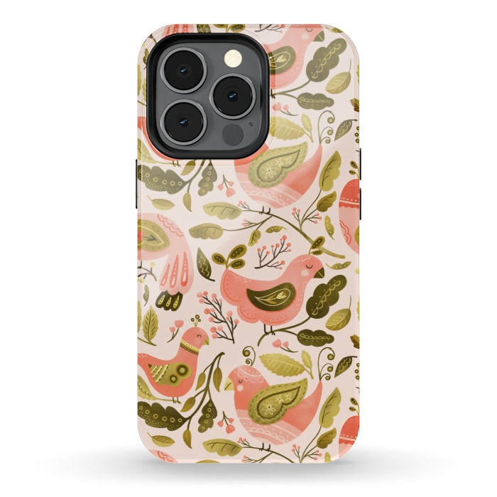 iPhone 13 pro StrongFit Peachy Keen Birds by Noonday Design