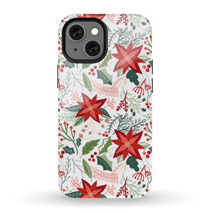 iPhone 13 mini StrongFit Festive Poinsettias by Noonday Design