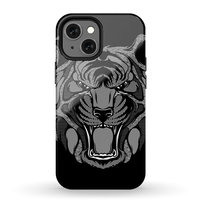 iPhone 13 mini StrongFit Tiger Zentangle by Afif Quilimo