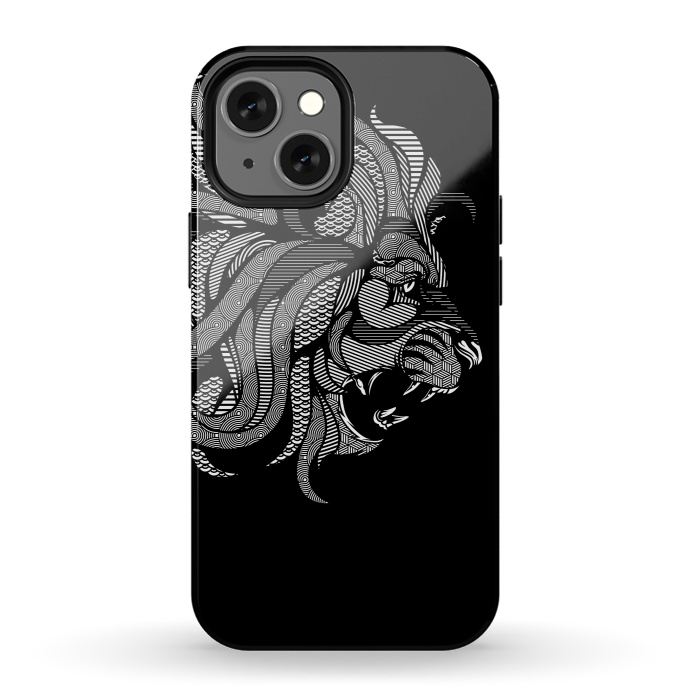 iPhone 13 mini StrongFit Lion Zentangle by Afif Quilimo