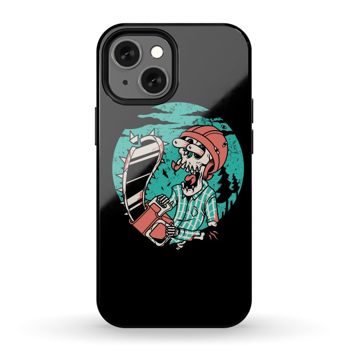 iPhone 13 mini StrongFit Skullchainsaw by Afif Quilimo