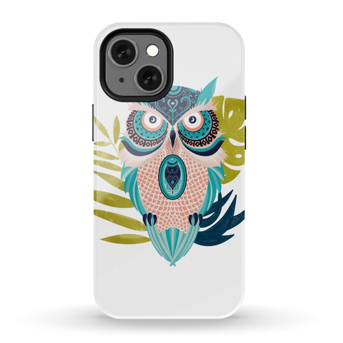 iPhone 13 mini StrongFit Moon Eyed Owl by Uma Prabhakar Gokhale