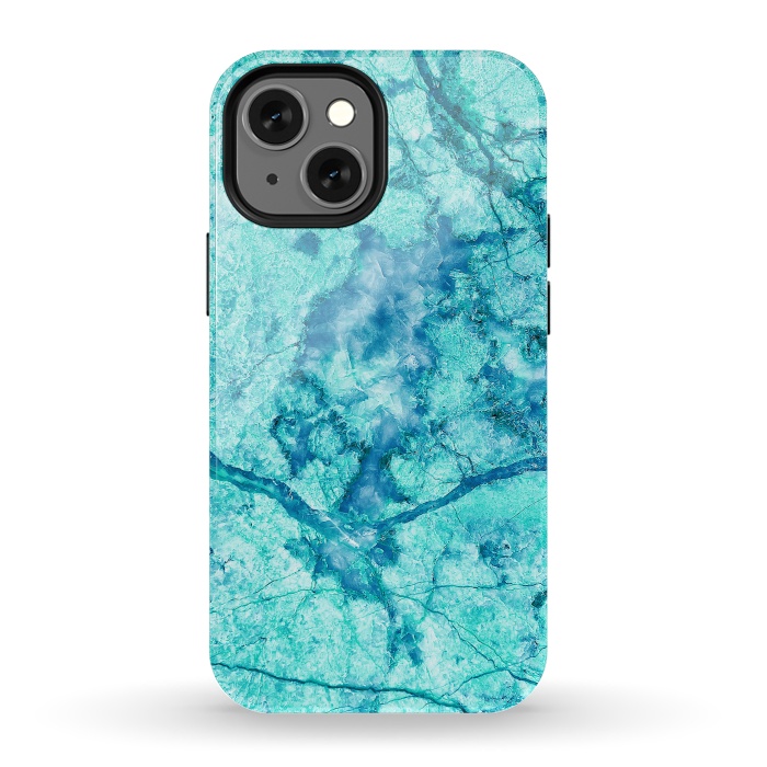 iPhone 13 mini StrongFit Turquoise Marble by Art Design Works