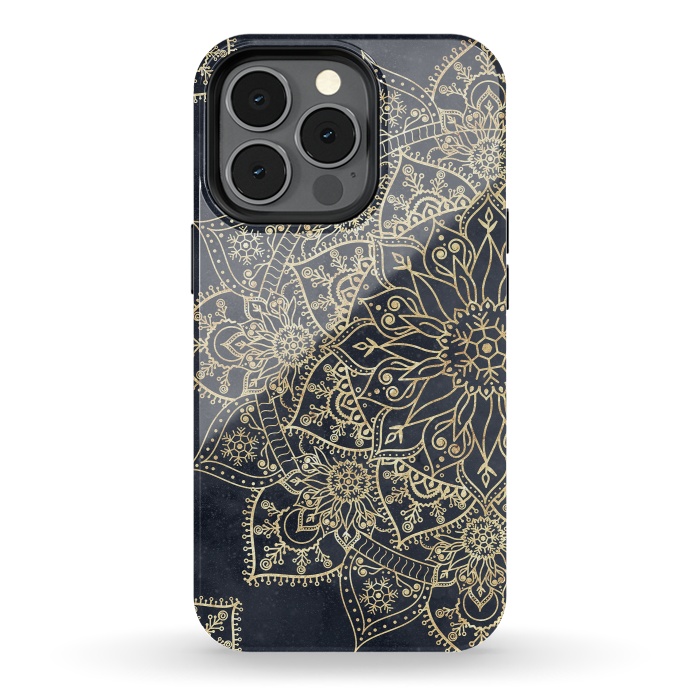 iPhone 13 pro StrongFit Elegant poinsettia flower and snowflakes mandala art by InovArts