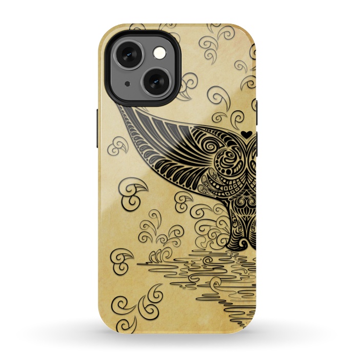 iPhone 13 mini StrongFit Whale Tail Boho Vintage Tattoo Style by BluedarkArt