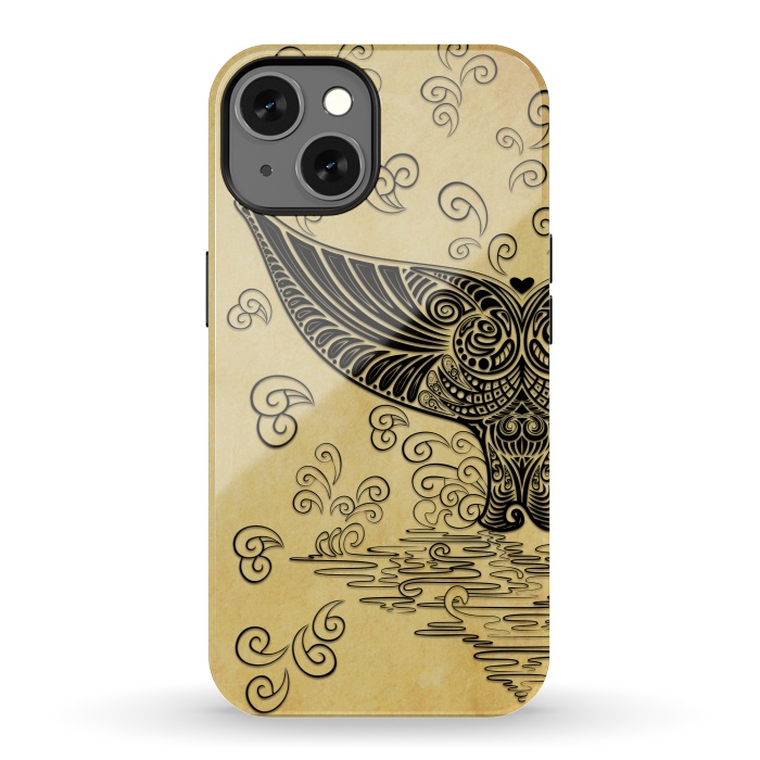 iPhone 13 StrongFit Whale Tail Boho Vintage Tattoo Style by BluedarkArt